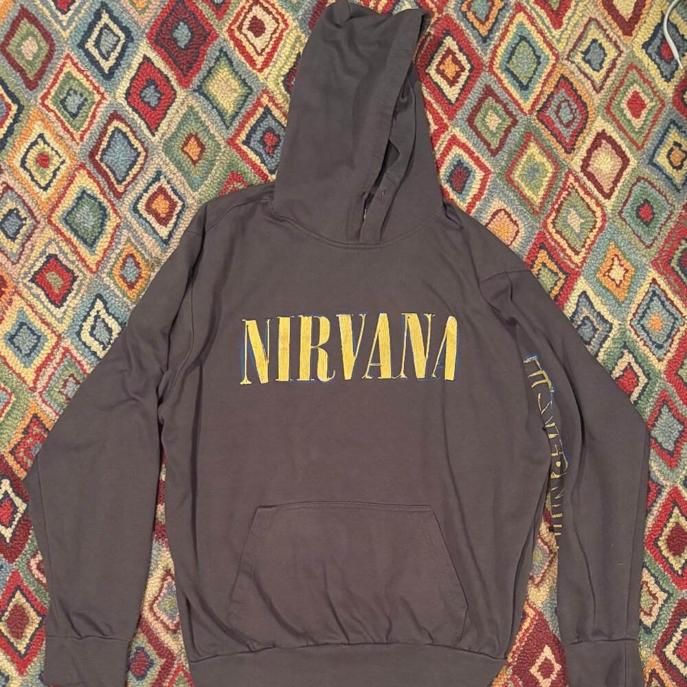 Nirvana Gray Sweatshirt w/ Yellow Logo - No Tag (Fits L/XL) - Picture 1 of 3